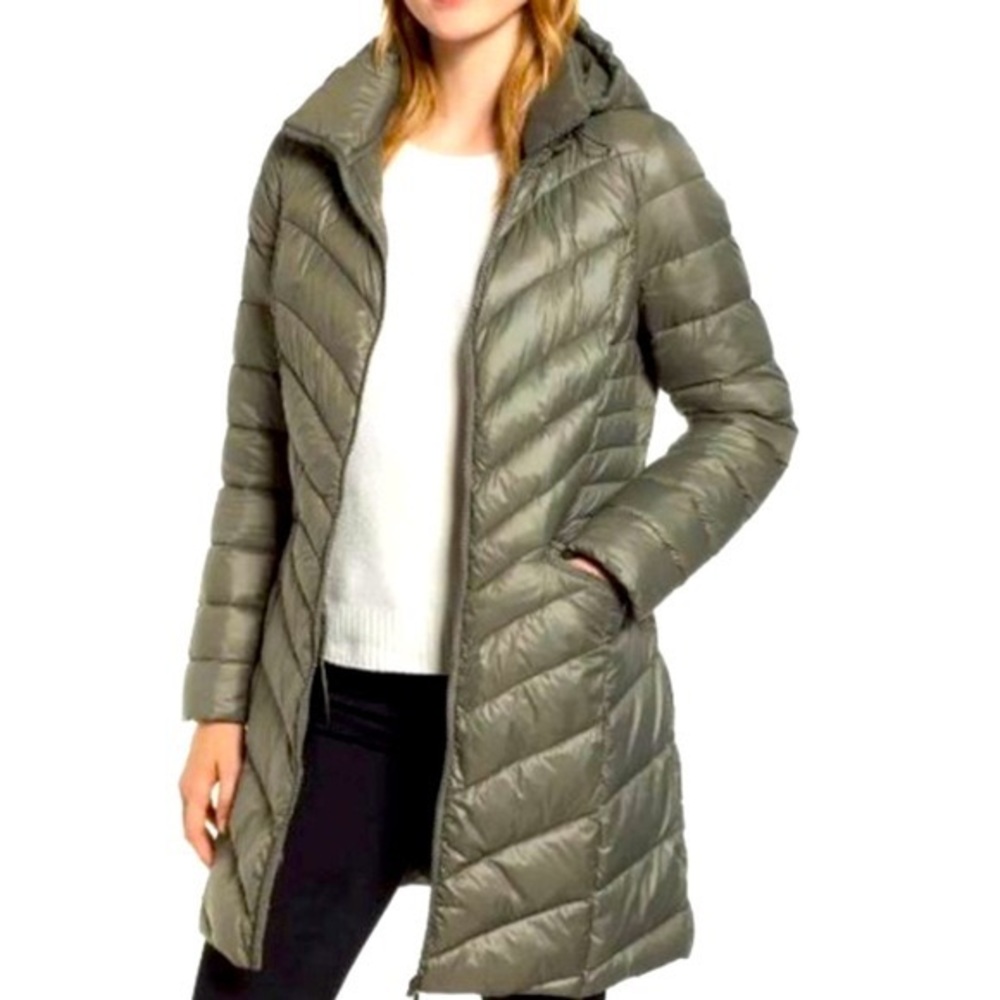 Halogen Green Hooded Down Parka (Nordstrom) Size X-Large